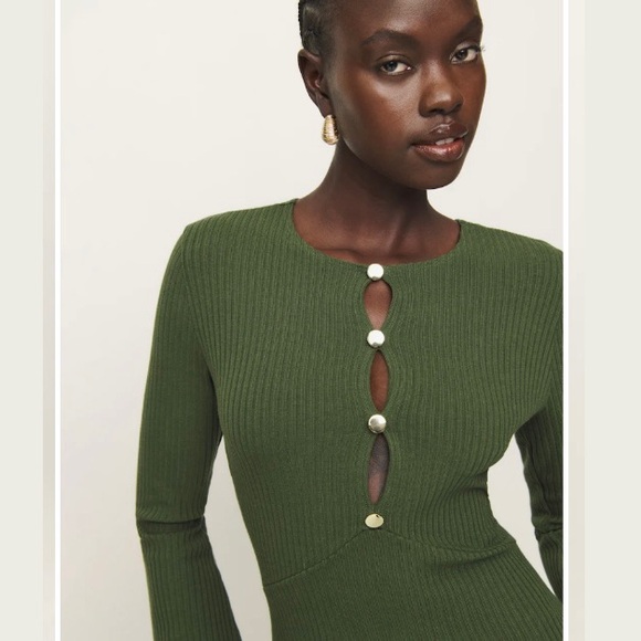 🌿|NWT| Reformation Hayden Knit Dress in Fern - Picture 2 of 11